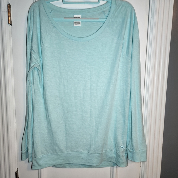 PINK Victoria's Secret Tops - PINK Victoria's Secret Aqua Oversized Lightweight Long Sleeve Size Large